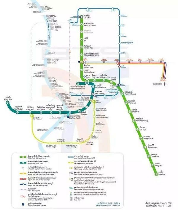 去泰国帕亚泰医院地铁路线图